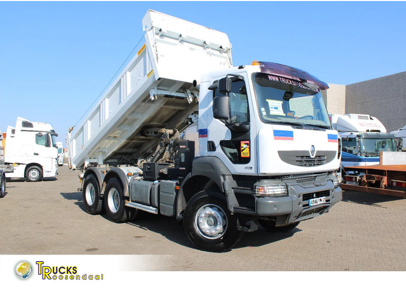 Kipper vrachtwagen Renault Kerax 410 + 6x4 + 3side tipper + spring + manual