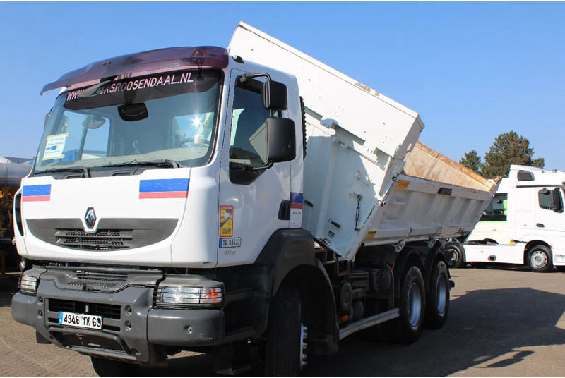 Kipper vrachtwagen Renault Kerax 410 + 6x4 + 3side tipper + spring + manual