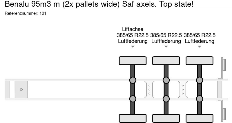 Schuifvloer oplegger Benalu 95m3 m (2x pallets wide) Saf axels. Top state!: afbeelding 15