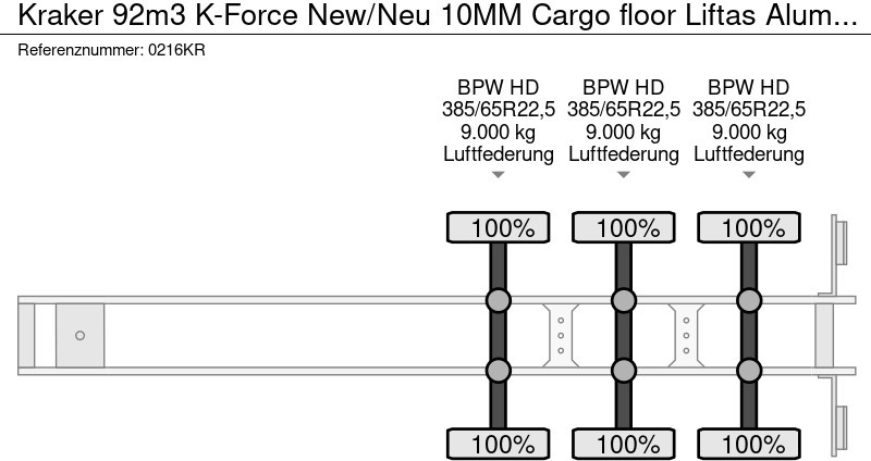 Schuifvloer oplegger kraker 92m3 K-Force New/Neu 10MM Cargo floor Liftas Aluminium velgen: afbeelding 18