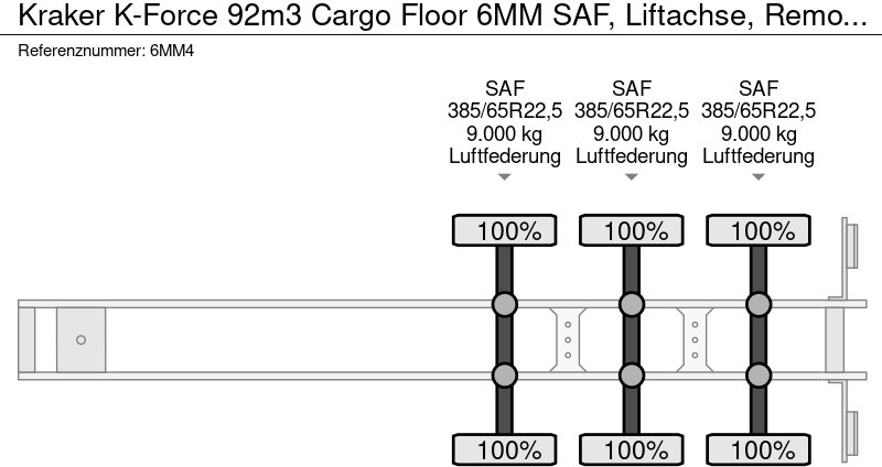 Nieuw Schuifvloer oplegger kraker K-Force 92m3 Cargo Floor 6MM SAF, Liftachse, Remote control, NEW-NEU: afbeelding 16