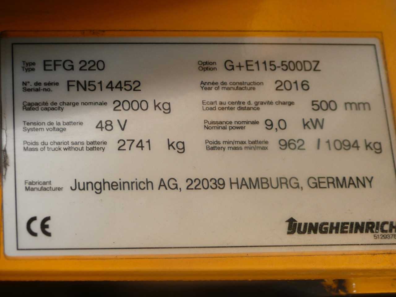 Elektrische heftruck Jungheinrich EFG 220 500 DZ: afbeelding 11